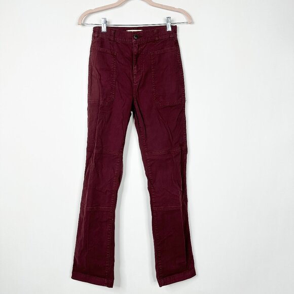 2/$30 Madewell The '90s Straight Utility Pant Canvas Dark Cabernet #A0249 TRB2 - Picture 7 of 14